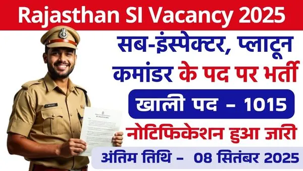Rajasthan Police SI Vacancy 2025